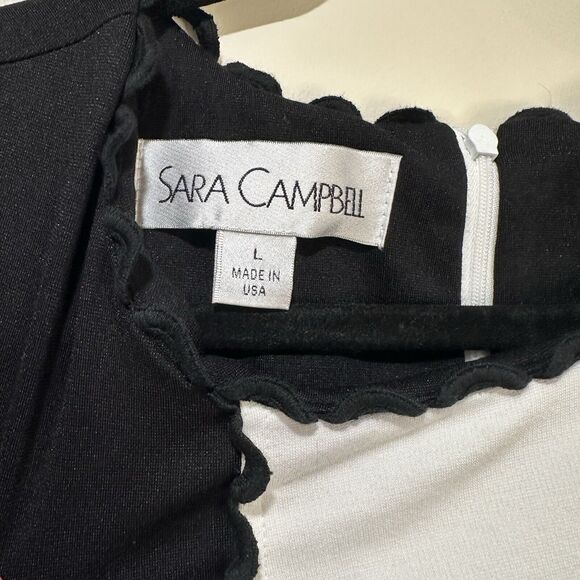 Sara Campbell Black And White Dress with Rick Rack Like Design - L | Office Work - Picture 2 of 6